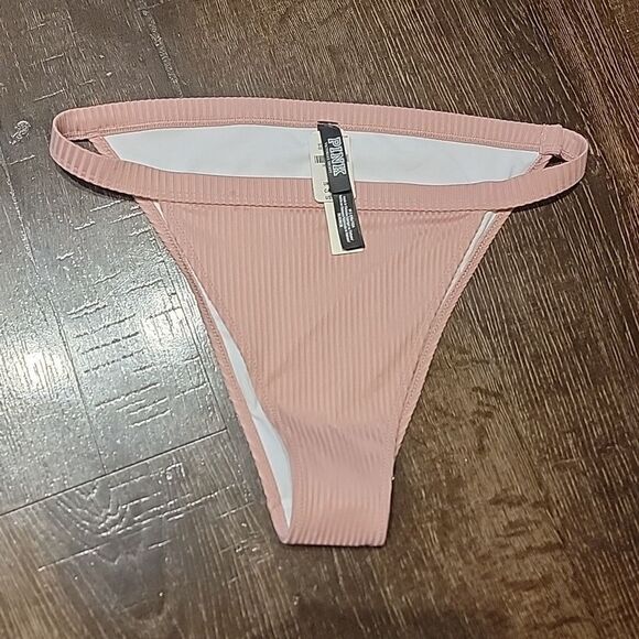Pink Ribbed High Waist High Cut Leg Bikini Bottoms - Picture 2 of 16